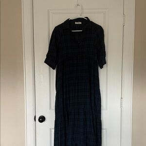 NATURAL LIFE Dark Checkered Midi Dress